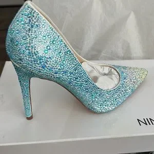 Nine West Classic Pointed Toe Pumps -Iridescent Rhinestone